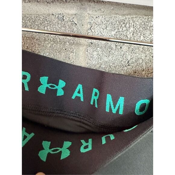 Under Armour HeatGear Colorblock Compression Leggings Black Green Size Medium - Picture 3 of 5